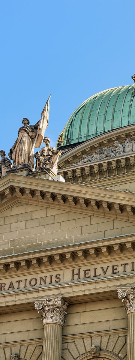 Detail of Swiss Parliament building in the old city center, Bern, Switzerland