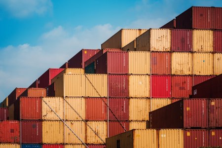 stack of cargo containers ready for shipping