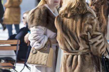 Visitors wear fur coats, pictured at the White Turf in St. Moritz, Switzerland, on February 23, 2014. At the White Turf, among other horse races, there is also a skijoring race. (KEYSTONE/Christian Beutler)

Besucherinnen tragen Pelzmaentel, aufgenommen am White Turf in St. Moritz am Sonntag 23. Februar 2014. Am White Turf findet unter anderem das Skijoering-Rennen statt. (KEYSTONE/Christian Beutler)