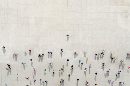 Man standing out of a Crowd
