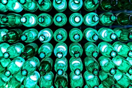 Green bottles as a background