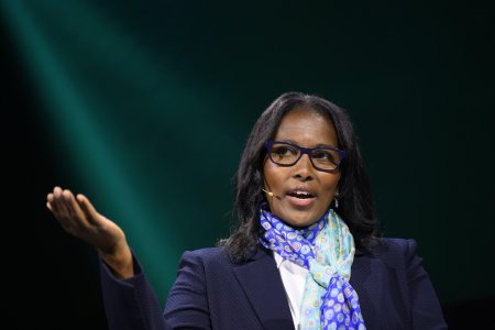 Ayaan Hirsi Ali, Member of the Council on Foreign Relations, speaks during the Swiss Economic Forum SEF in Interlaken, Switzerland, Friday, June 3, 2022. (KEYSTONE/Anthony Anex)