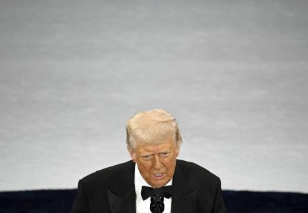 President Donald Trump speaks at the National Republican Congressional Committee (NRCC) dinner at the National Building Museum in Washington, Tuesday, April 8, 2025. (Pool via AP)