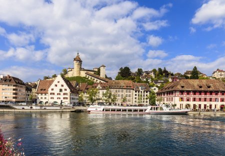 Schaffhausen is a Swiss city in the canton of the same name, whose old town conserves many fine Renaissance buildings decorated with frescoes. The city symbol is the Munot, a16th century fortification surrounded by vineyards which hosts various events. The city overlooks the river Rhine.
