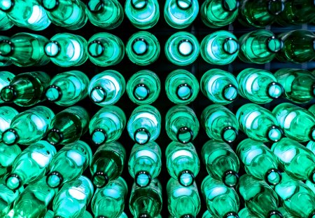 Green bottles as a background