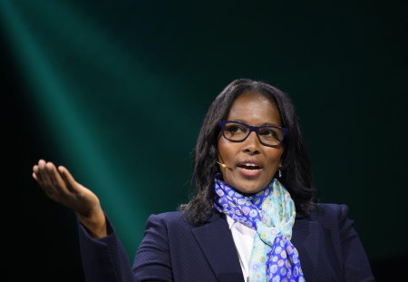 Ayaan Hirsi Ali, Member of the Council on Foreign Relations, speaks during the Swiss Economic Forum SEF in Interlaken, Switzerland, Friday, June 3, 2022. (KEYSTONE/Anthony Anex)